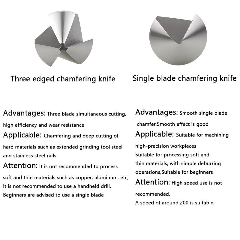 CNC straight handle single blade three blade chamfering tool, high-speed steel chamfering drill, deburring and trimming edge countersunking drill