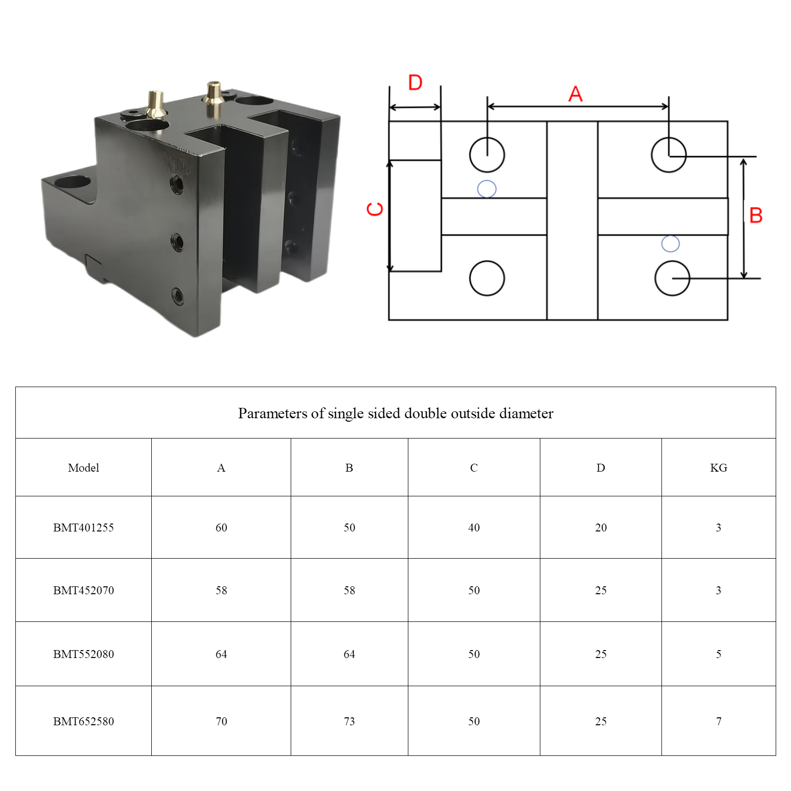 BMT652580 C552580 Lathe Fixed Tool Holder Outside Diameter CNC Turning and Milling Compound Power Head