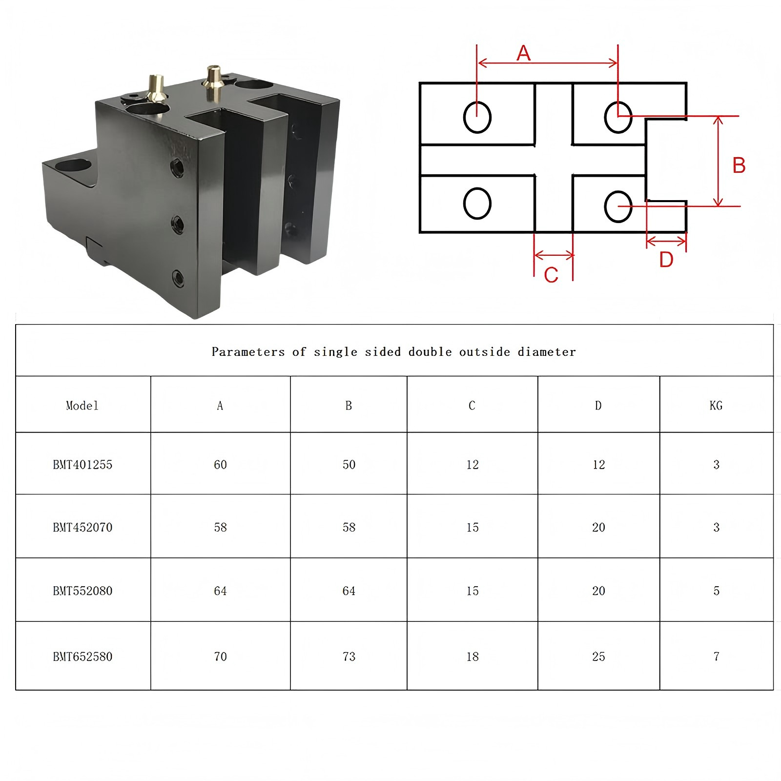 BMT40 BMT45 BMT55 Lathe fixed tool holder Outside diameter CNC turning and milling compound power head