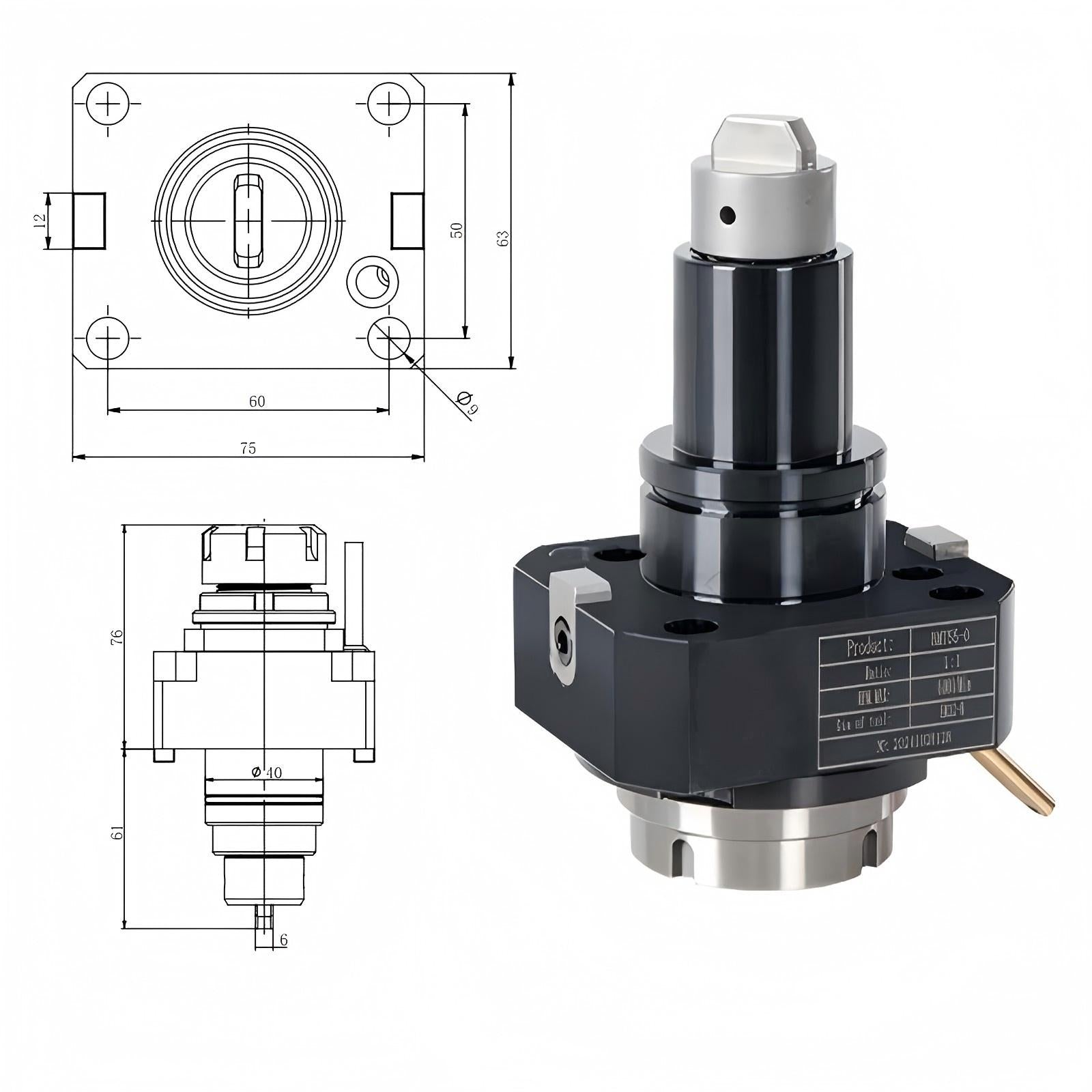 BMT40 BMT45 BMT55 urret Tool Turning And Milling Power Head Radial Z Axis 0 ° Tool Holder