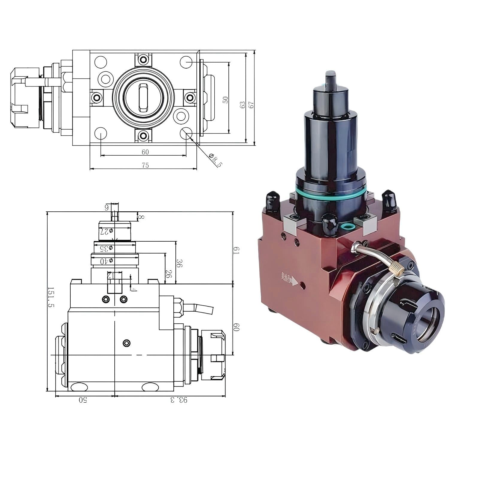 BMT40 BMT45 BMT55 Live tool holders for lathe turret driven tool holder BMT tool holder