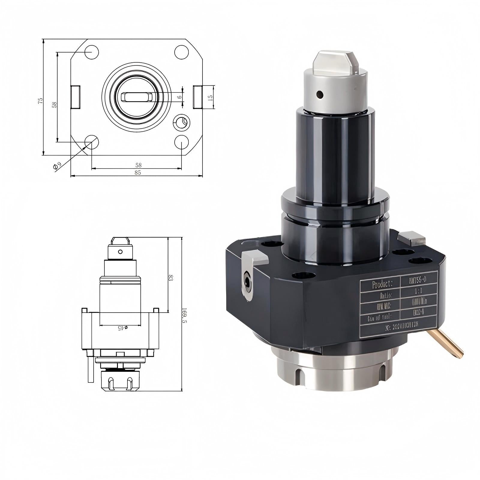 BMT40 BMT45 BMT55 urret Tool Turning And Milling Power Head Radial Z Axis 0 ° Tool Holder