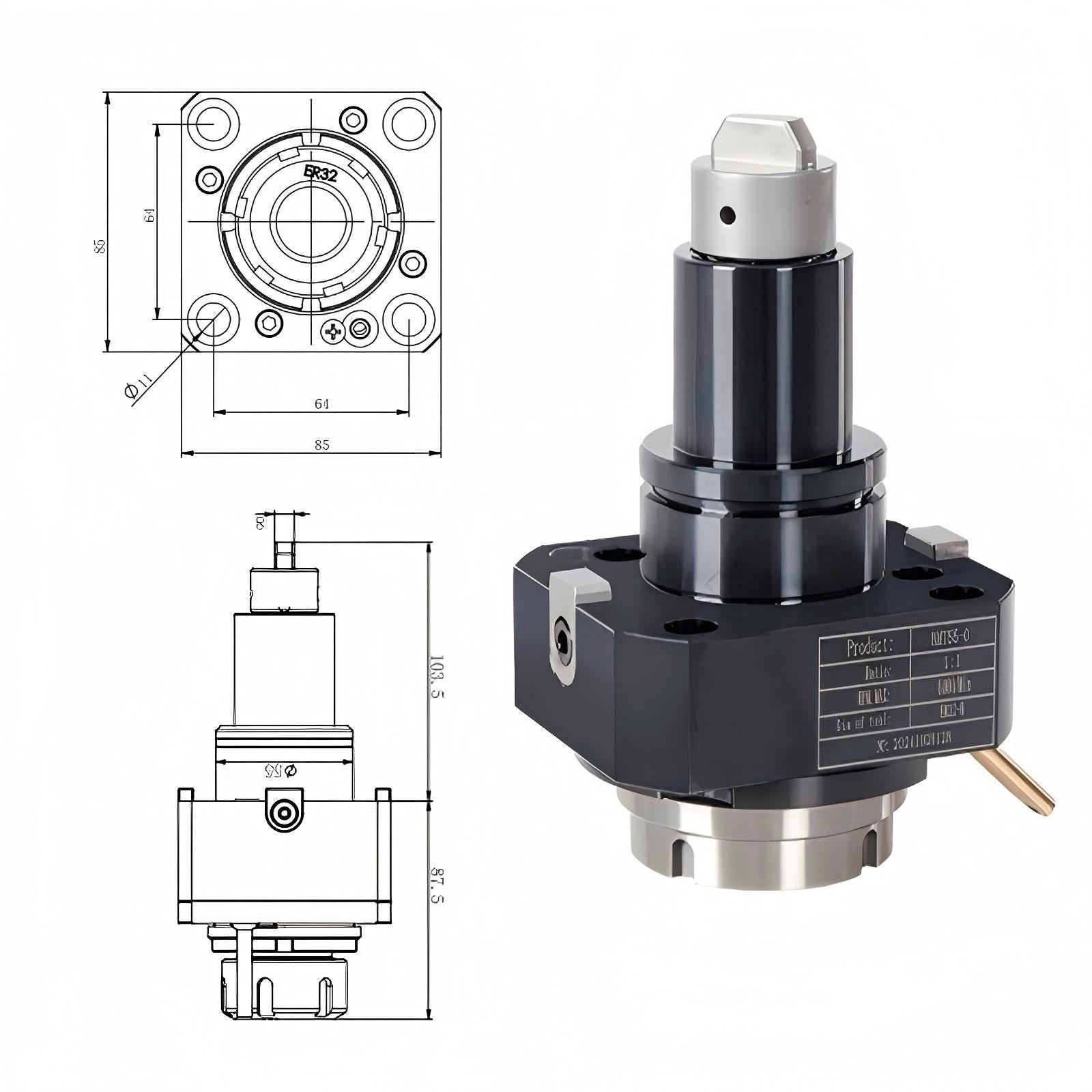 BMT55 urret Tool Turning And Milling Power Head Radial Z Axis 0 ° Tool Holder