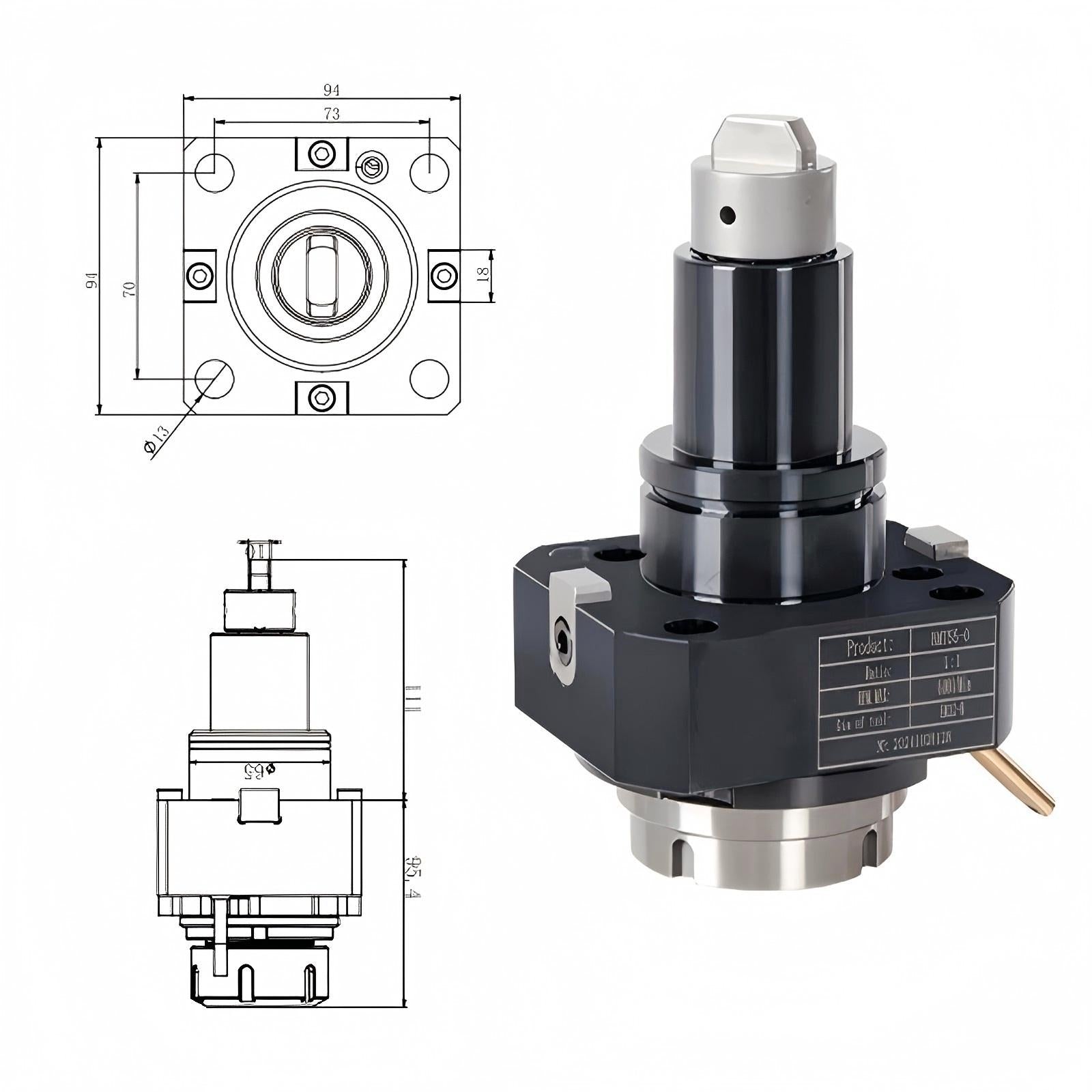 BMT65 urret Tool Turning And Milling Power Head Radial Z Axis 0 ° Tool Holder