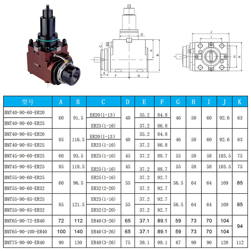 BMT40 BMT45 BMT55 Live tool holders for lathe turret driven tool holder BMT tool holder