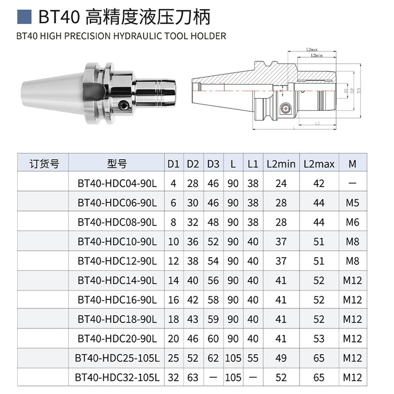 Hydraulic tool holder BT40 BT50 high-precision 0.003 machining center CNC tool holder hydraulic tool holder cylinder clamp oil pressure