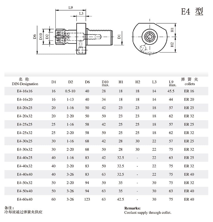 VDI rectangular horizontal tool holder Static tool holder CNC machine tool E4 spring chuck tool holder