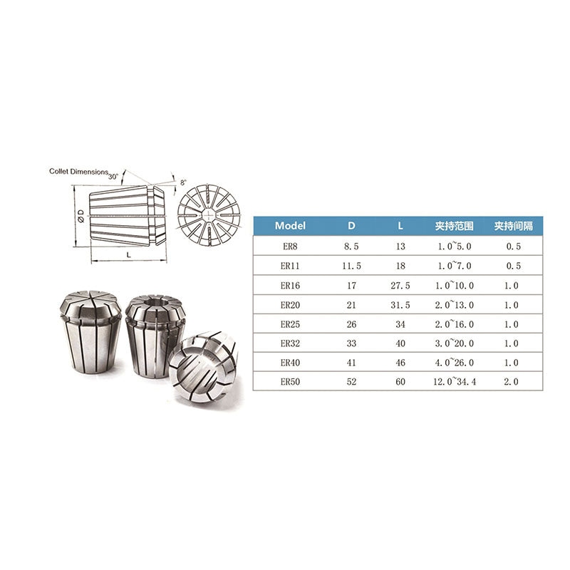 ER Tube Clamp Elastic ER Chuck High-Precision AA Level And AAA Level (ER16 ER20 ER25 ER32 ER40)