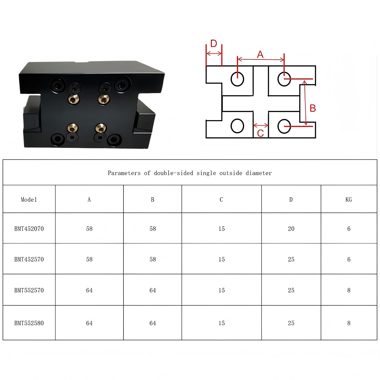 BMT40 BMT45 BMT55 Lathe fixed tool holder double sided single outside diameter CNC turning and milling compound power head