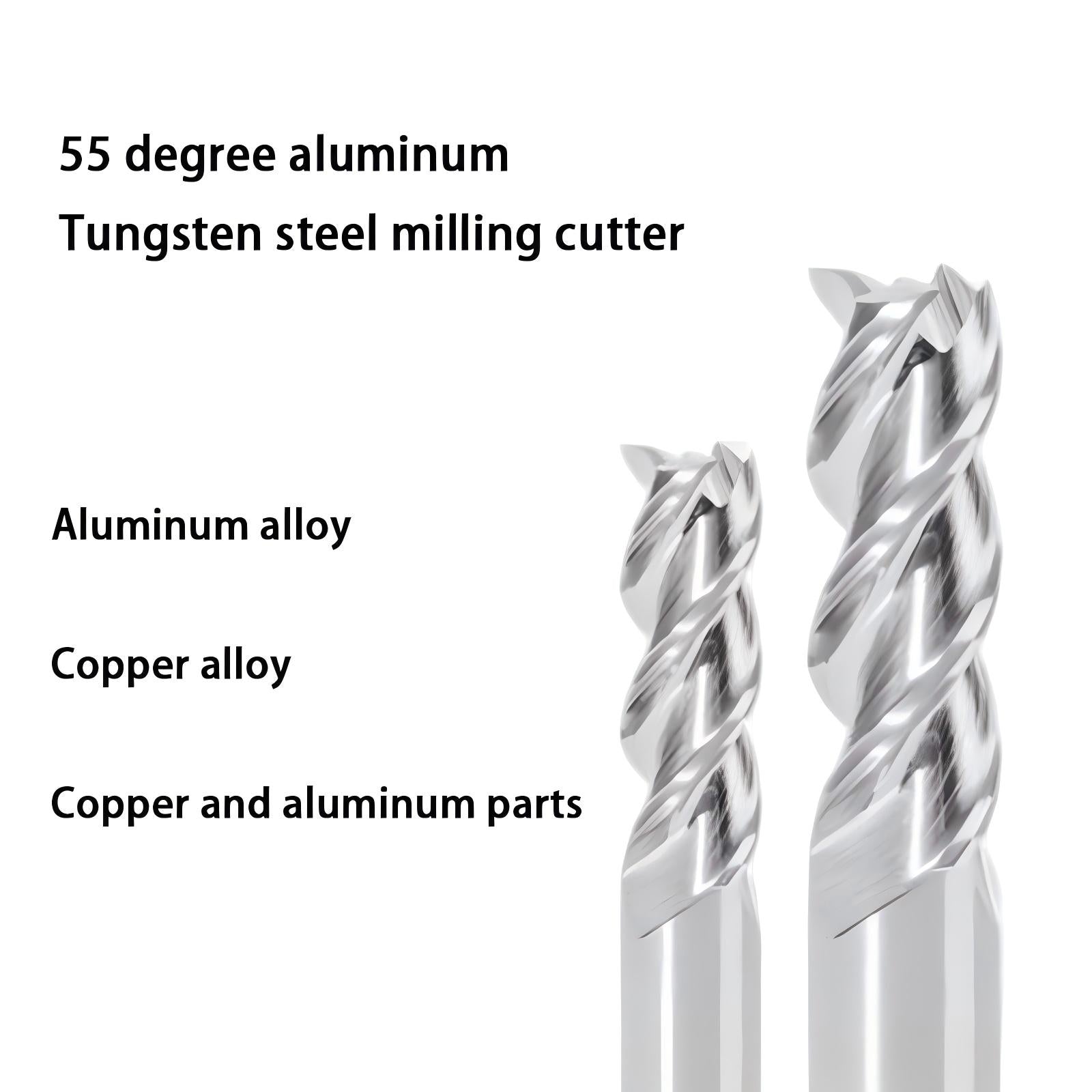 55 degree aluminum milling cutter 3 blade tungsten steel carbide high gloss mirror milling aluminum extended aluminum alloy special end mill