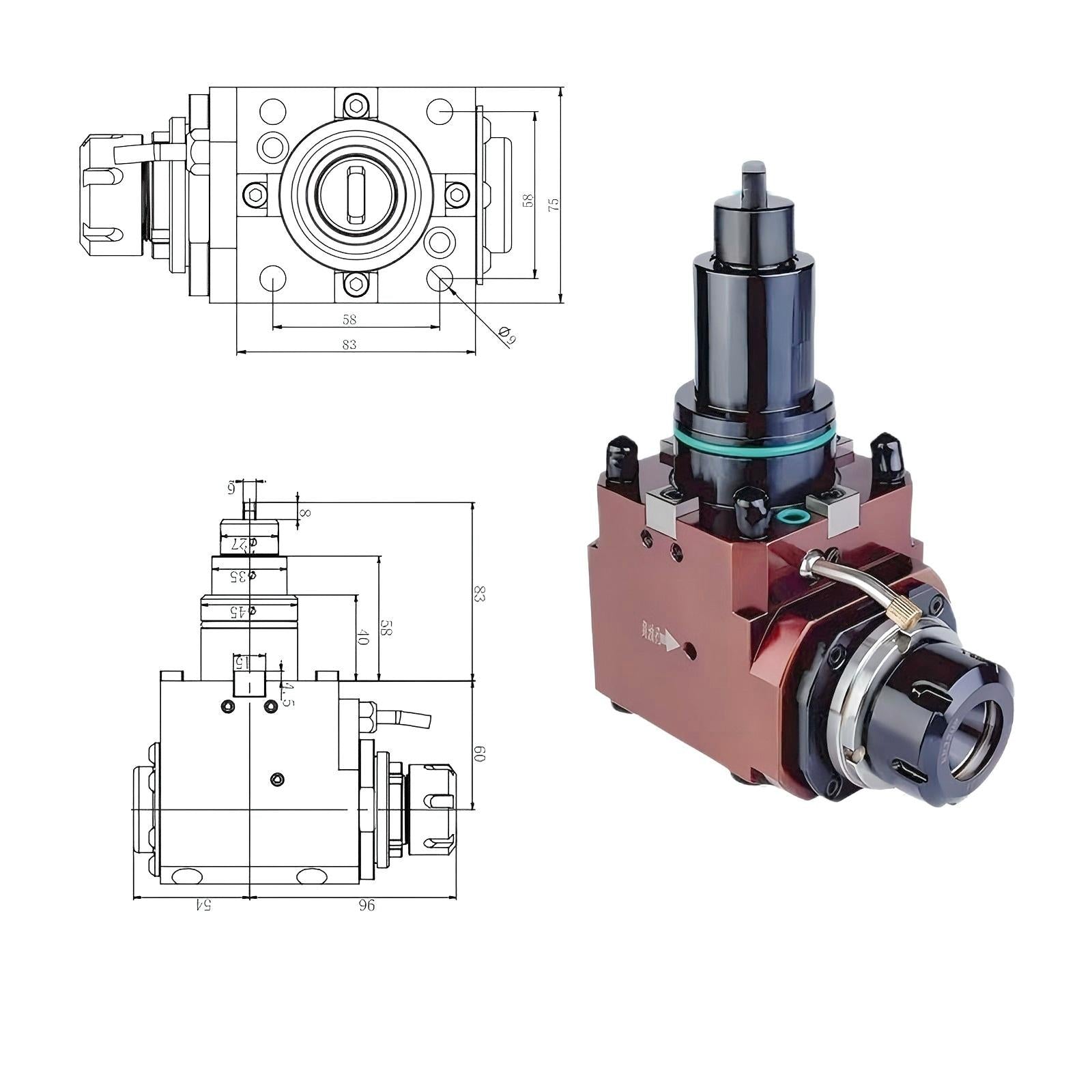 BMT40 BMT45 BMT55 Live tool holders for lathe turret  driven tool holder BMT tool holder