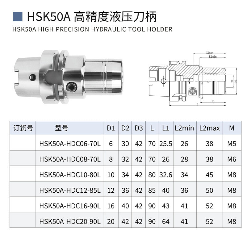 HSK Hydraulic Tool Handle High Precision Machining Center Tool Handle HSK63A HSK50A HSK100A CNC Tool Handle