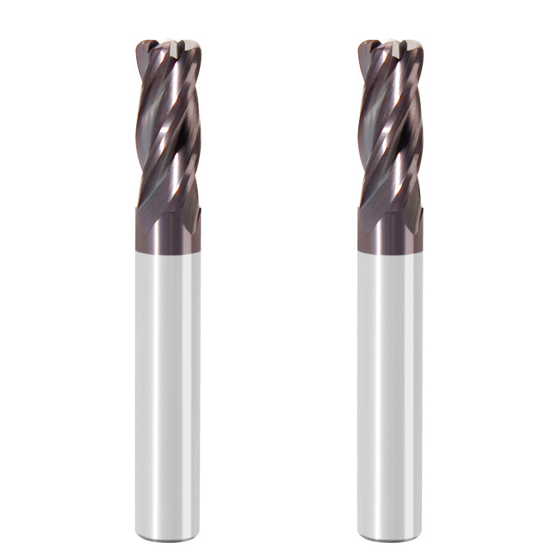 Four edge round nose cutter, 55 degree tungsten steel milling cutter, CNC hard alloy coated R-angle cutter, bull nose 4-axis end mill